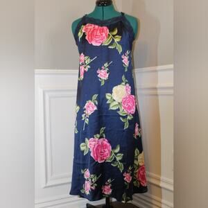 Cozee Corner Slip Dress Navy Floral Lace Detail Women's Medium